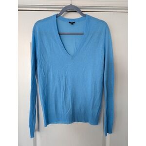 Joseph Womens 100% Cashmere V-Neck Sweater Bright Blue Size Medium luxury